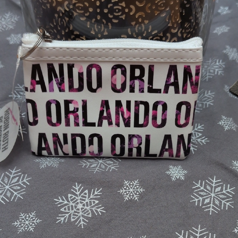 Robin Ruth Orlando Zipper Coin Pouch - White and Pink NWOT